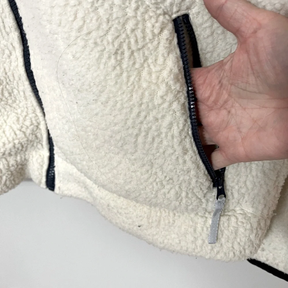 J Crew Women’s Cream Fleece Sherpa Teddy Polartech Jacket Size Large